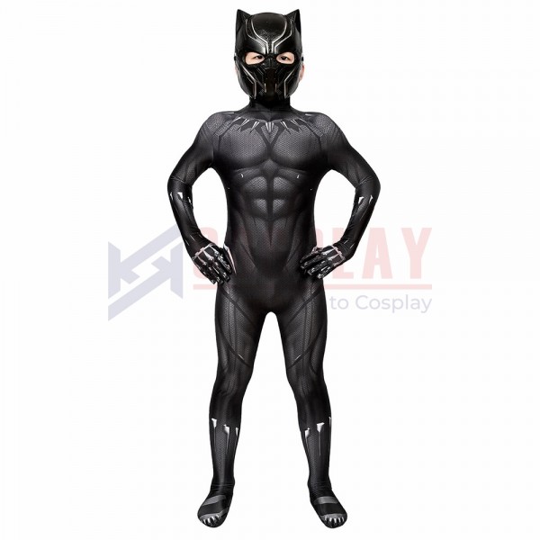 Kids Black Panther Cosplay Costume Black Panther Halloween Kids Cosplay Zentai