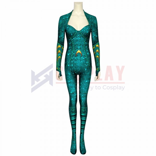 Mera Cosplay Costume Aquaman Mera Spandex Printed Jumpsuit