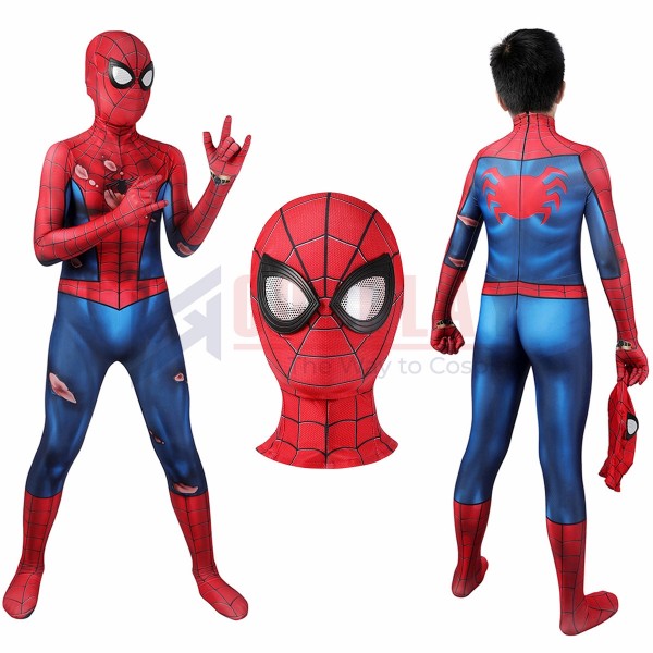 Kids Spiderman PS5 Damaged Edition Cosplay Costumes For Halloween